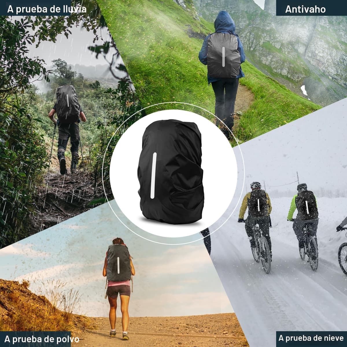 LAMA 2pcs Funda Impermeable para la Lluvia para Mochila, Protector Reflectante a Prueba de Lluvia para Antipolvo y Antirrobo S 18L-25L — view 6
