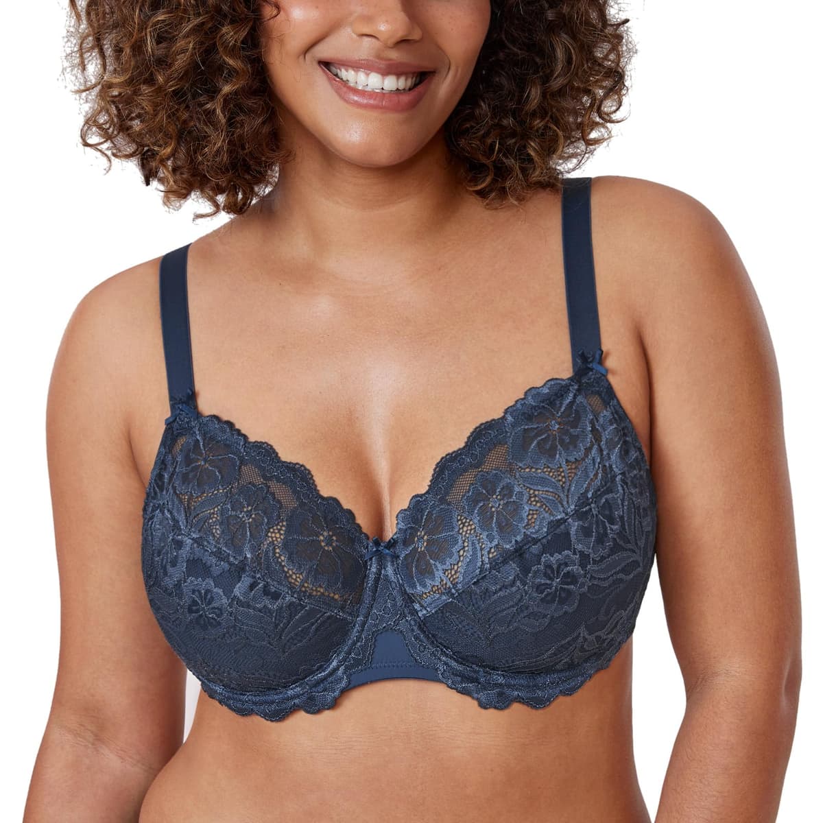 Delimira Women's Full Coverage Non-Foam Floral Lace Plus Size Underwired Bra — view 14