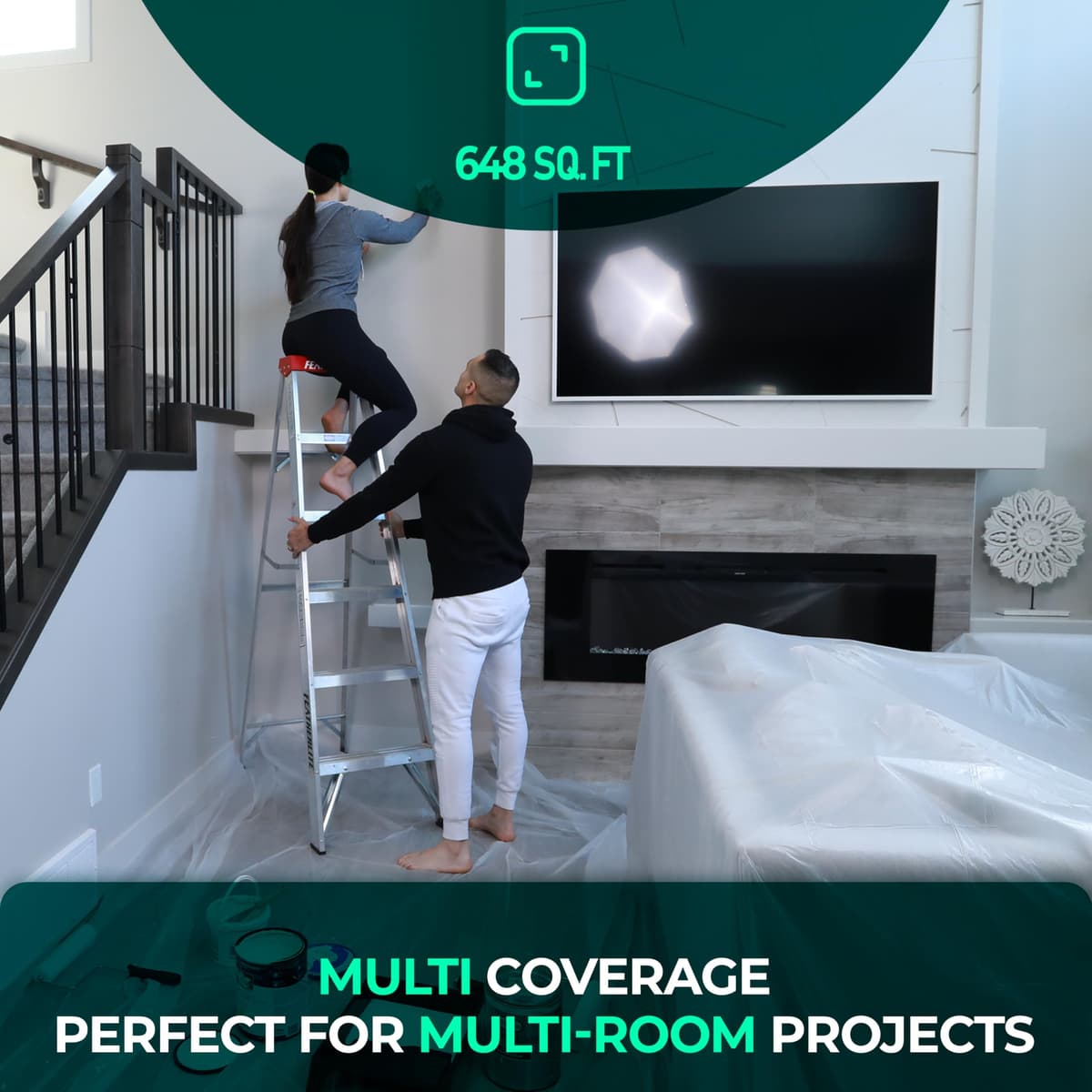 CS 6 Pack Plastic Dust Sheets for Decorating 3.6 x 2.7m (12x9 ft), Extra Large Dust Sheets for Painting, Clear Plastic Sheet Polythene Sheeting Painting Tools, Decorating Tools, Home Improvement — view 4