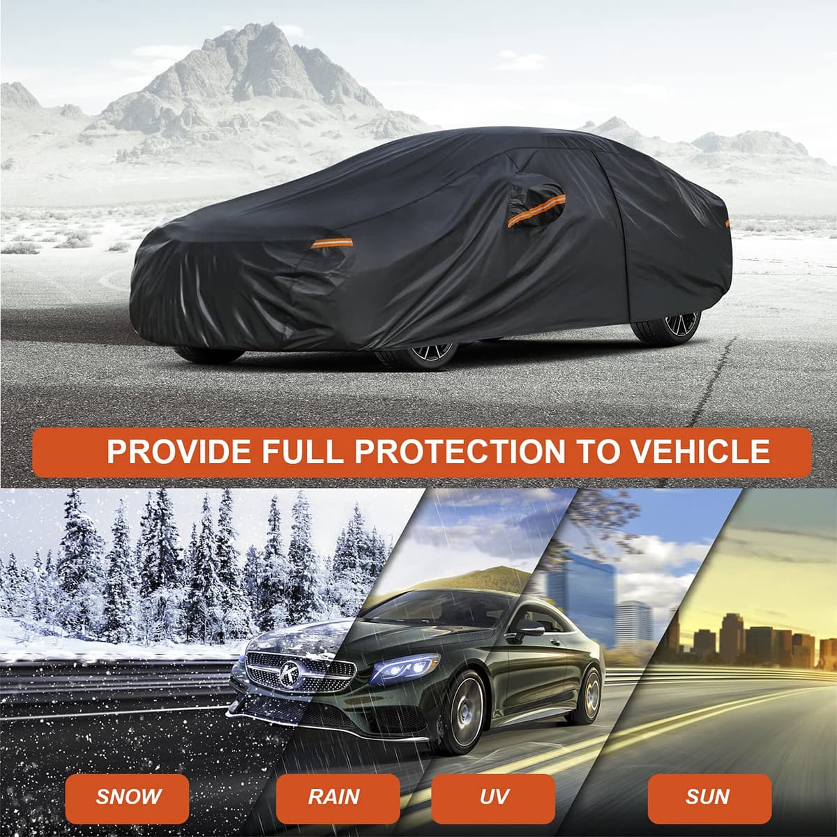 Kayme Funda Coche Exterior, Compatibles con Audi A5 (2009-2025), Cubierta para Coche Impermeable Transpirable Anti-UV Antipolvo de 7 Capas, Cubre Coche con Cremallera y Forro de Algodón. — view 5