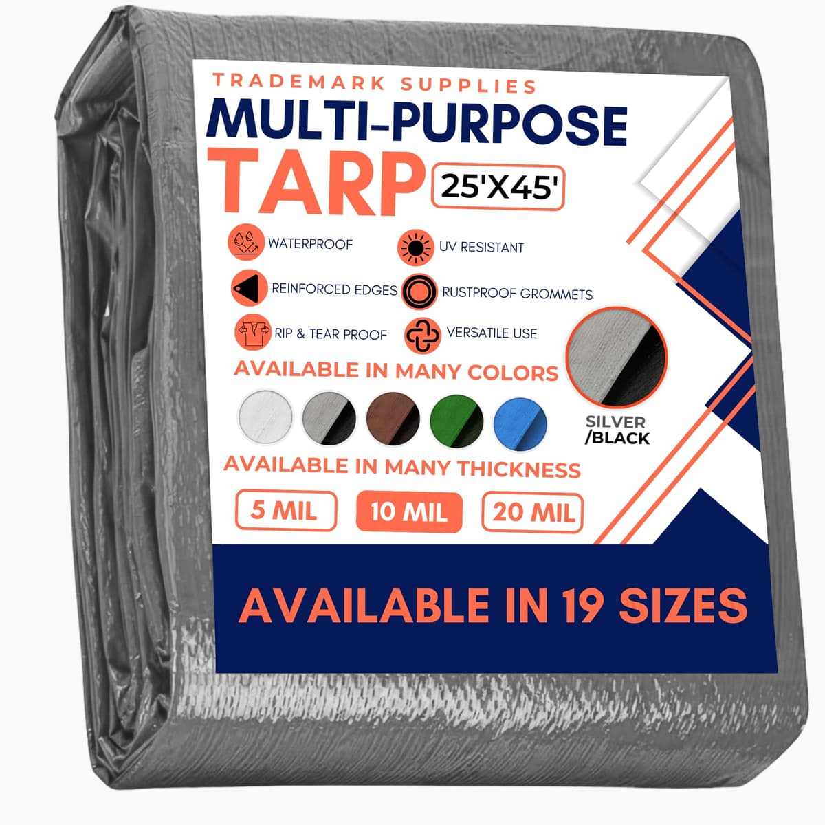 Large Waterproof Tarp- Heavy Duty Thick Poly Tarpaulin Ideal for Canopy Tents, Boats, RV or Pool Covers- Multipurpose Protective Tarps with Grommets for Indoor and Outdoor Use — view 241