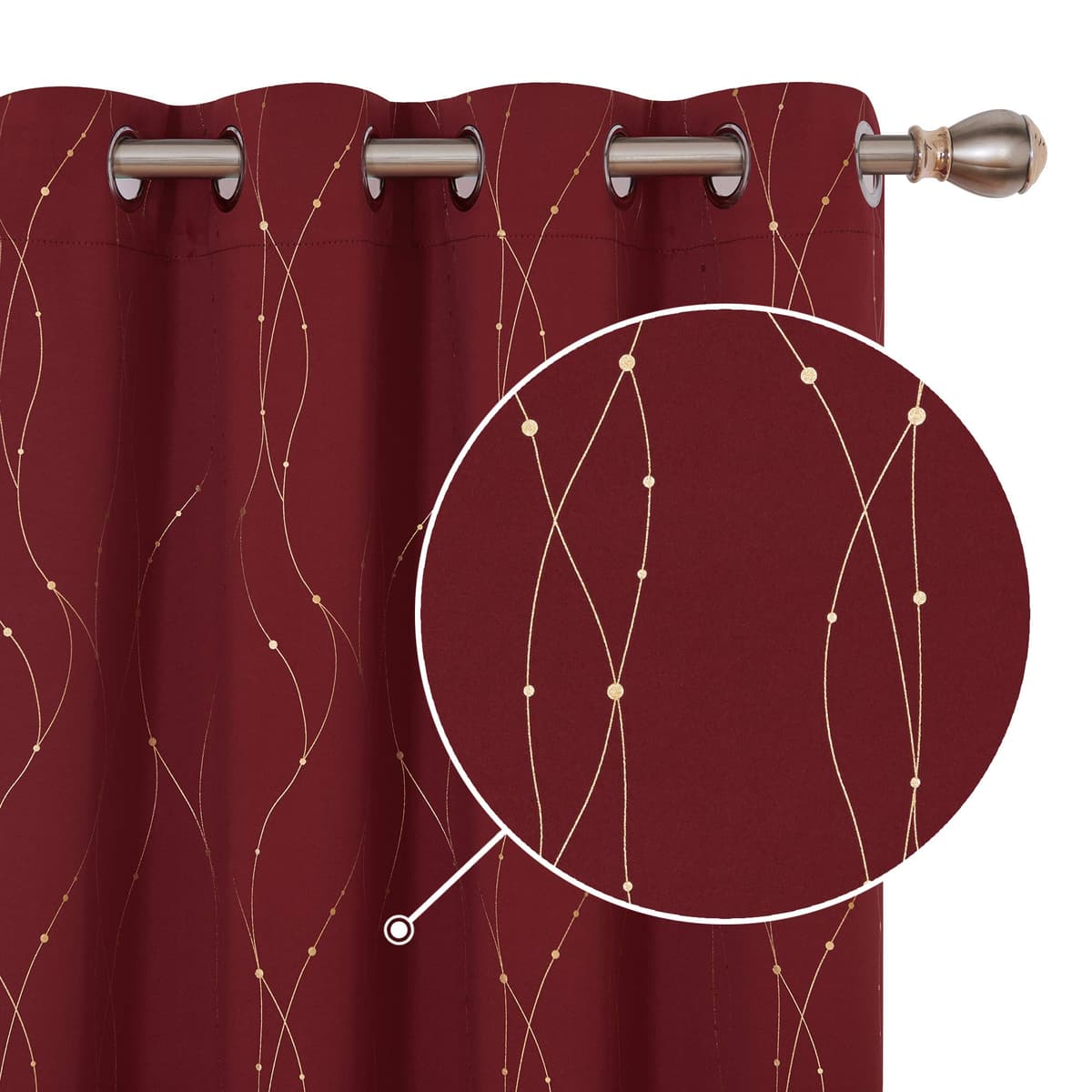 Deconovo Soft Dotted Line Foil Printed Blackout Curtains Thermal Insulated Curtains Eyelet Energy Efficiency Room Darkening Curtains for Bedroom 52 x 72 Inch Light Grey 2 Panels — view 53
