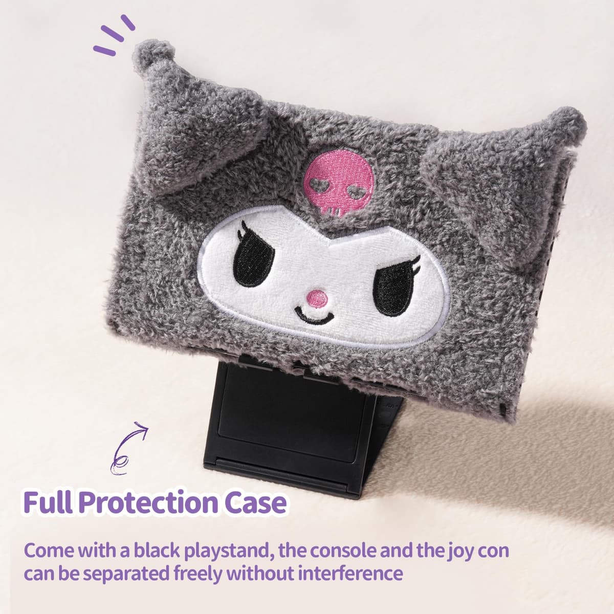 Kuitmor Cute Plush Protective Case Compatible with Switch 2 (2025), Anti-Scratch and Shock-Absorption Hard PC Shell Cover for Switch 2 Game Console and Joystick Controller - KLM — view 3