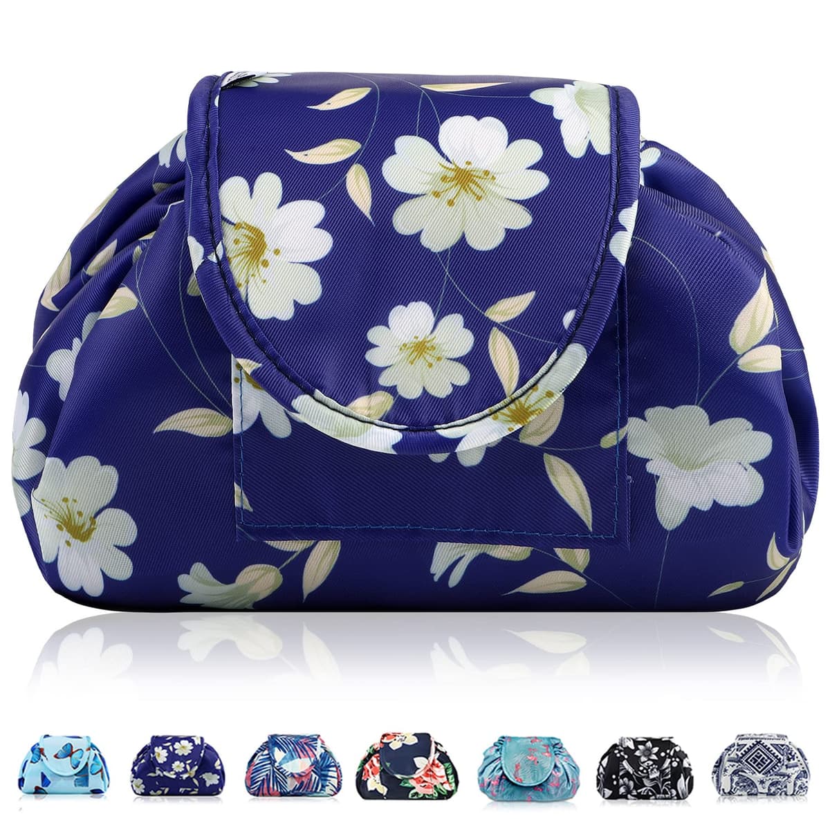 Lazy Drawstring Makeup Bags, Large Capacity Waterproof Travel Portable Cosmetic Bag Pouch Makeup Pouch Storage Organiser for Women Girl (Flamingo) — view 26