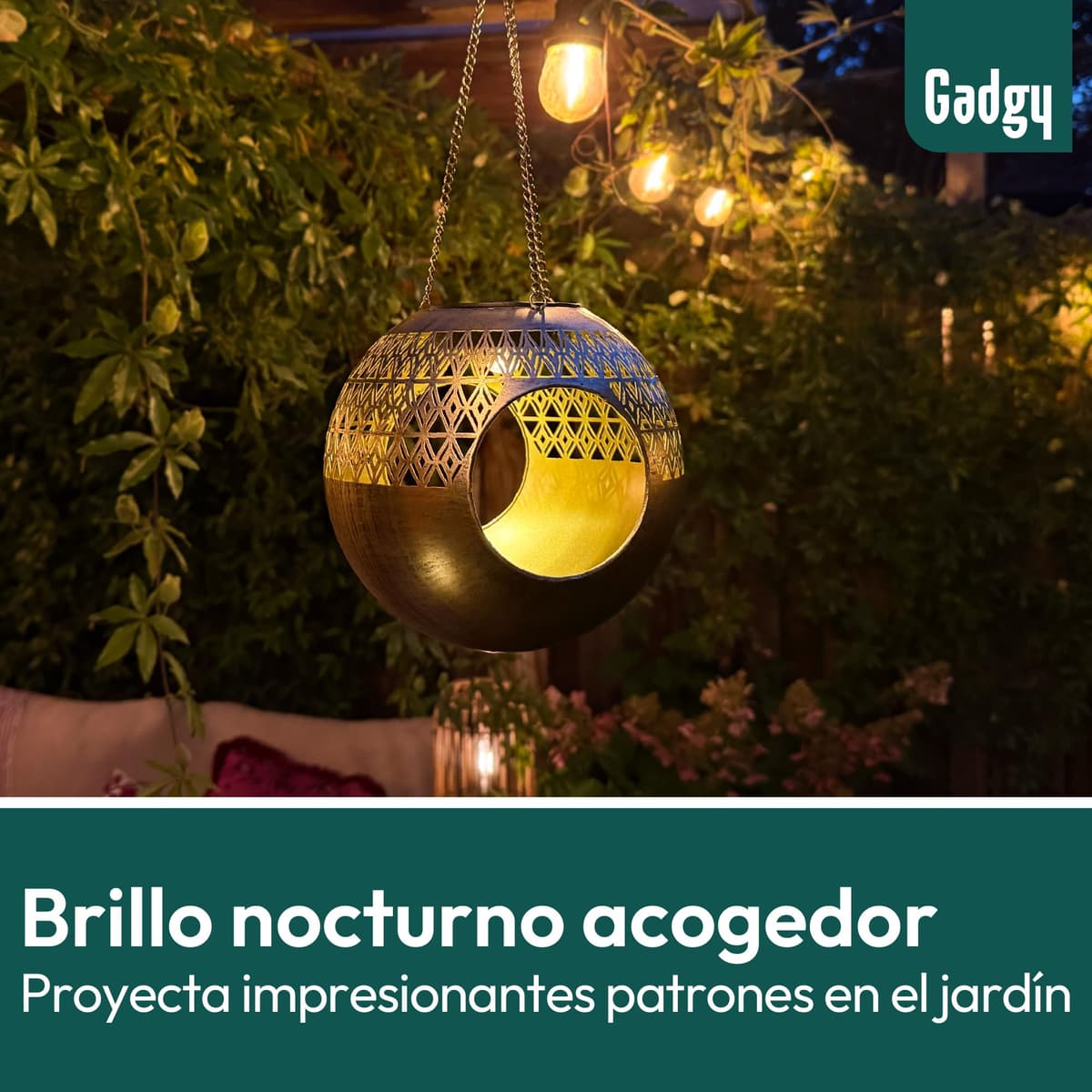 Gadgy Comedero Solar para pájaros Colgante – Diseño Redondo Moderno de Metal – Comedero para pájaros 360° con iluminación Solar – Casa para pájaros Impermeable para jardín, balcón, terraza — view 5