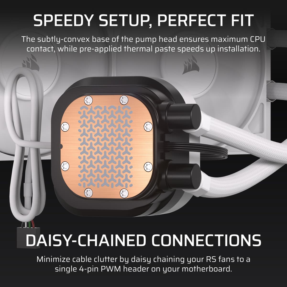 Corsair NAUTILUS 240 RS LCD Liquid CPU Cooler – 2.1" IPS LCD Screen, 240mm AIO, Low-Noise, Daisy-Chain, Intel LGA 1851/1700, AMD AM5/AM4 – 2x RS120 Fans Included – White — view 4
