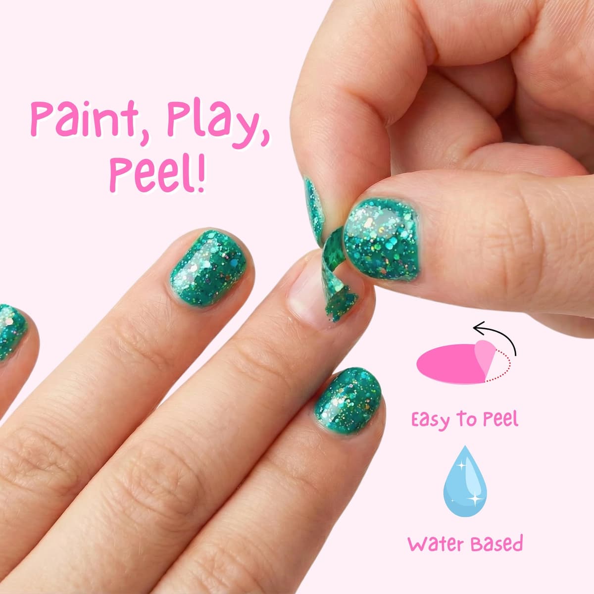 Miss Nella FIELD TRIPS- Esmalte especial para uñas con brillos para niños, fórmula despegable, a base de agua y sin olor — view 3