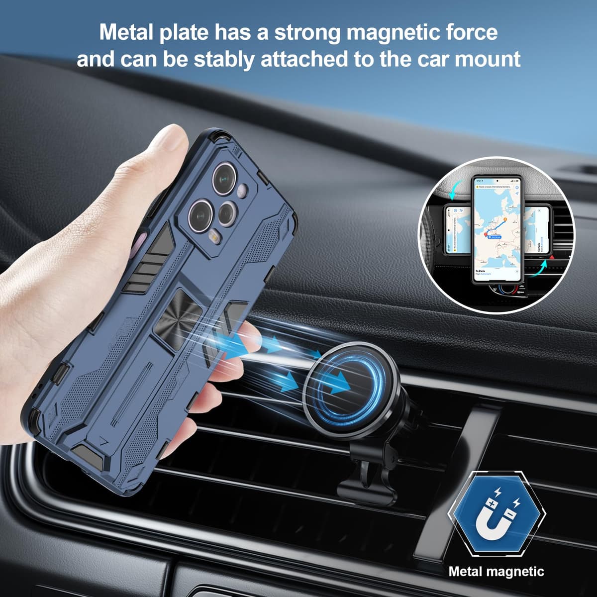 Funda para CMF Phone 2 Pro, Carcasa Antigolpes con Soporte anular metálico, Case Protectora de Grado Militar, Negro — view 1496
