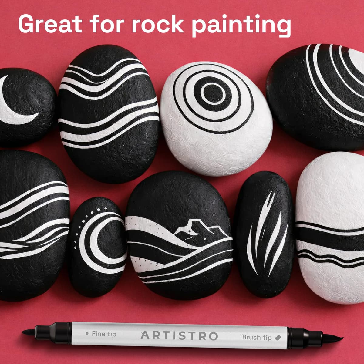 ARTISTRO 5 Black Acrylic Paint Pens – Dual Tip (Brush & Fine) Markers for Fabric, Canvas, Rock, Glass, Wood – Calligraphy, Scrapbook Supplies DIY & Gift for Kids, Teens - Art Set — view 7