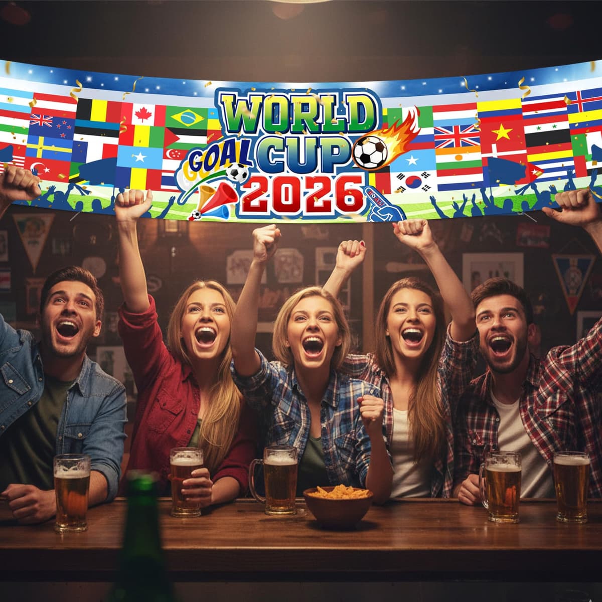 World Cup Football 2026 Large Scale Football Backdrop Banner 300x50cm Sports Events Outdoor Party Decorations World Cup Merchandise Gifts for Fans Watching the Game Collectors — view 5
