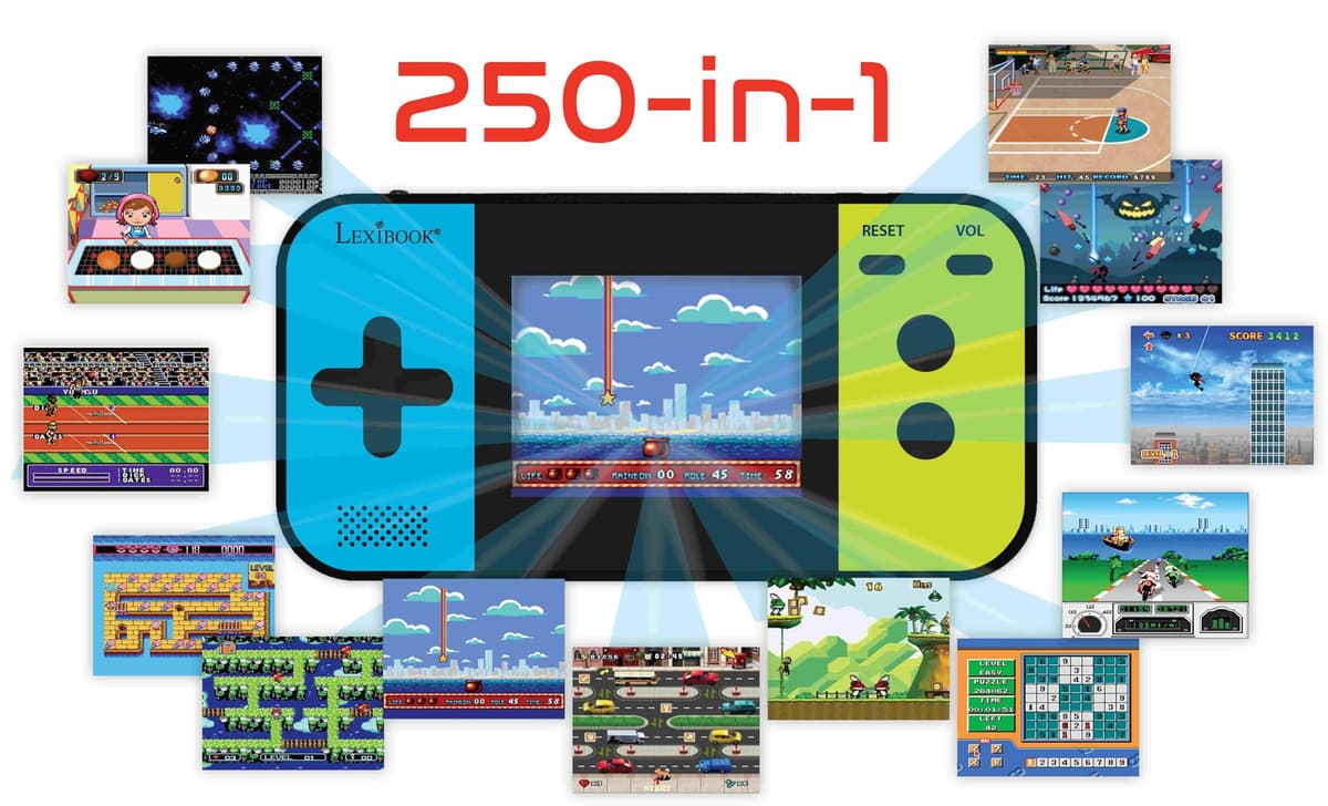 Lexibook Compact Cyber Arcade Portable Game Console, 250 Games, LCD, Battery, Video Game Child Teen, Black/Blue/Green, JL2377LXB — view 2