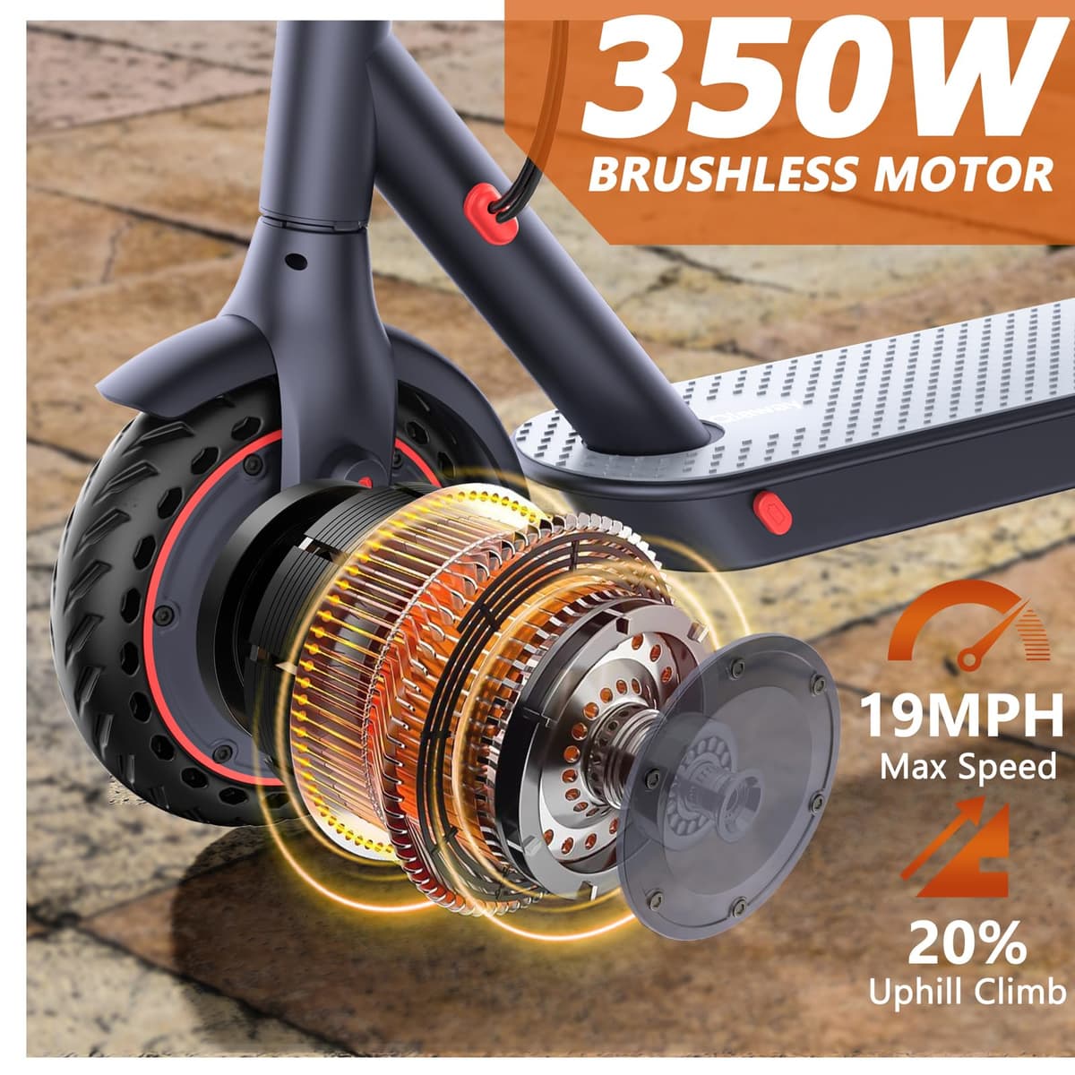 Qlaway 8.5/10" Electric Scooter for Adults 350W Motor Top Speed 25/30/35 KM, Trotinette Electrique Up to 25-35 KM Range, Bearing 265 LBS — view 3