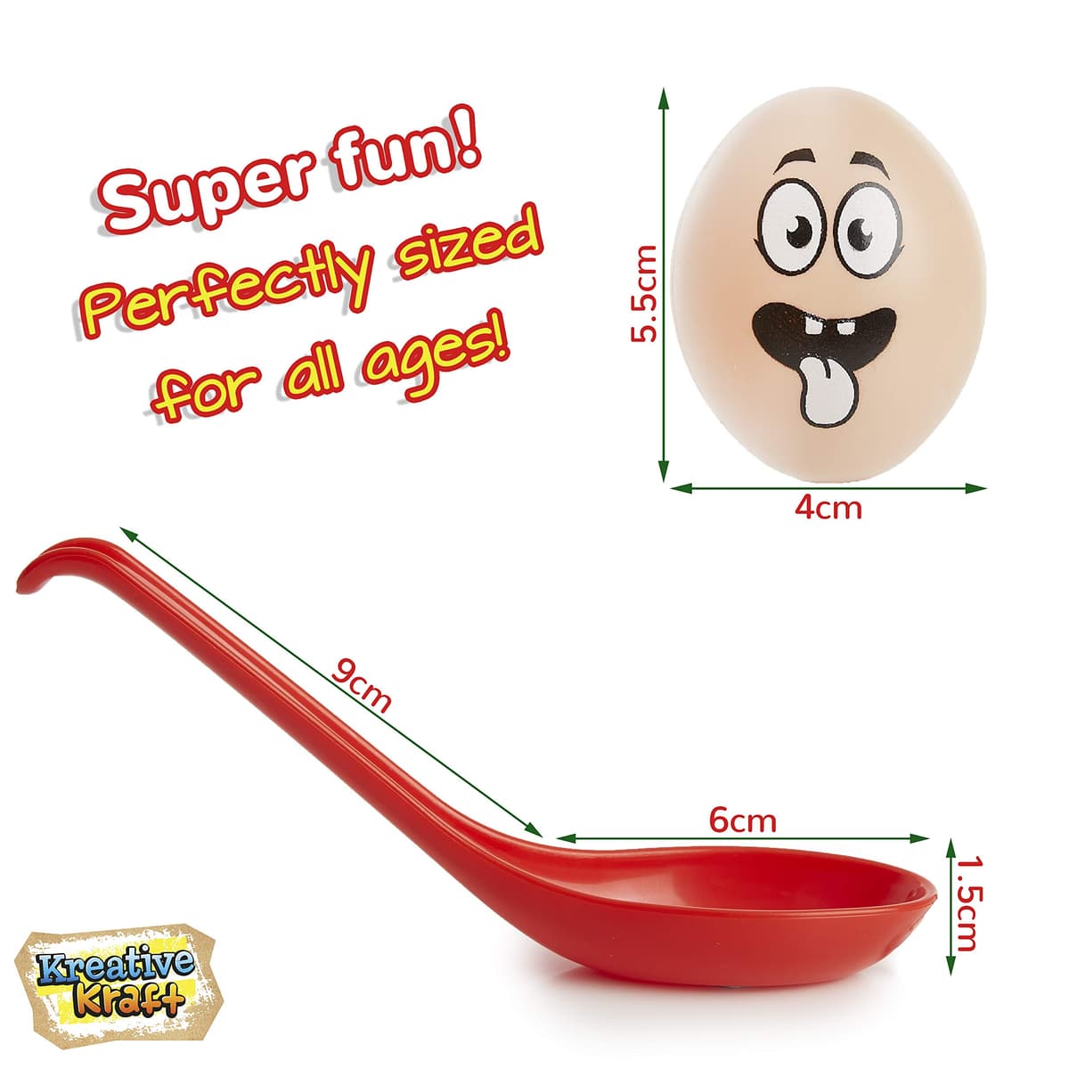KreativeKraft Egg and Spoon Race Kit, Garden Outdoor Toys Family Party Games Set Includes 6 Easter Eggs & 6 Plastic Spoons Kids and Adults — view 6