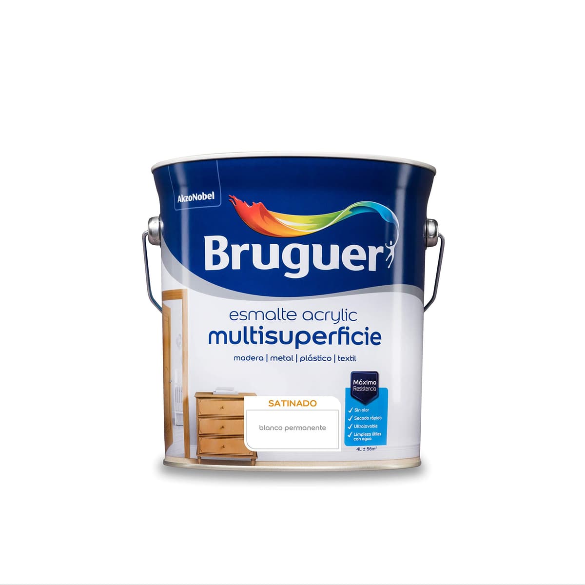 Bruguer Acrylic Multisuperficie Esmalte al agua Satinado - Pintura 750 mL, Blanco Permanente — view 81