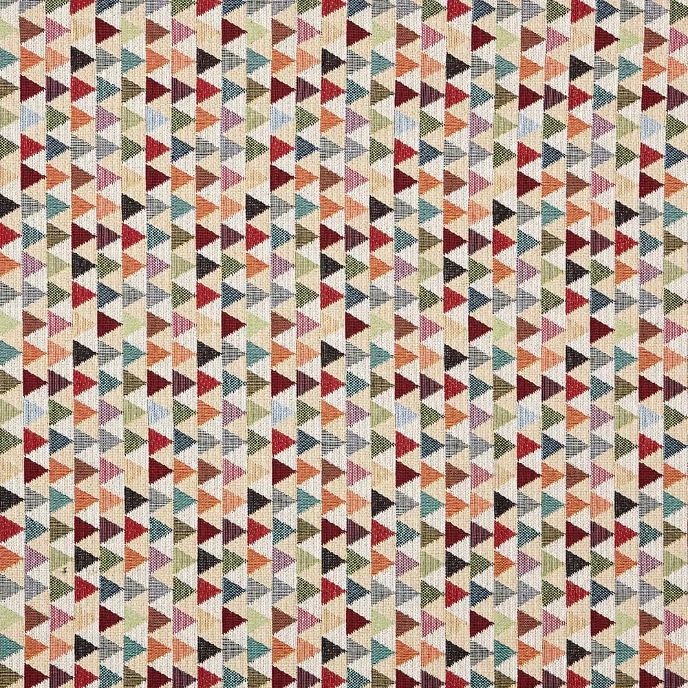 Kt KILOtela - Tela Tapicería, Jacquard Gobelino, Tapizar Sillas, Cojines, Sofá, Resistente, 100 cm Largo x 280 cm Ancho, Triángulos, Multicolor, Beige - 1 Metro — view 2