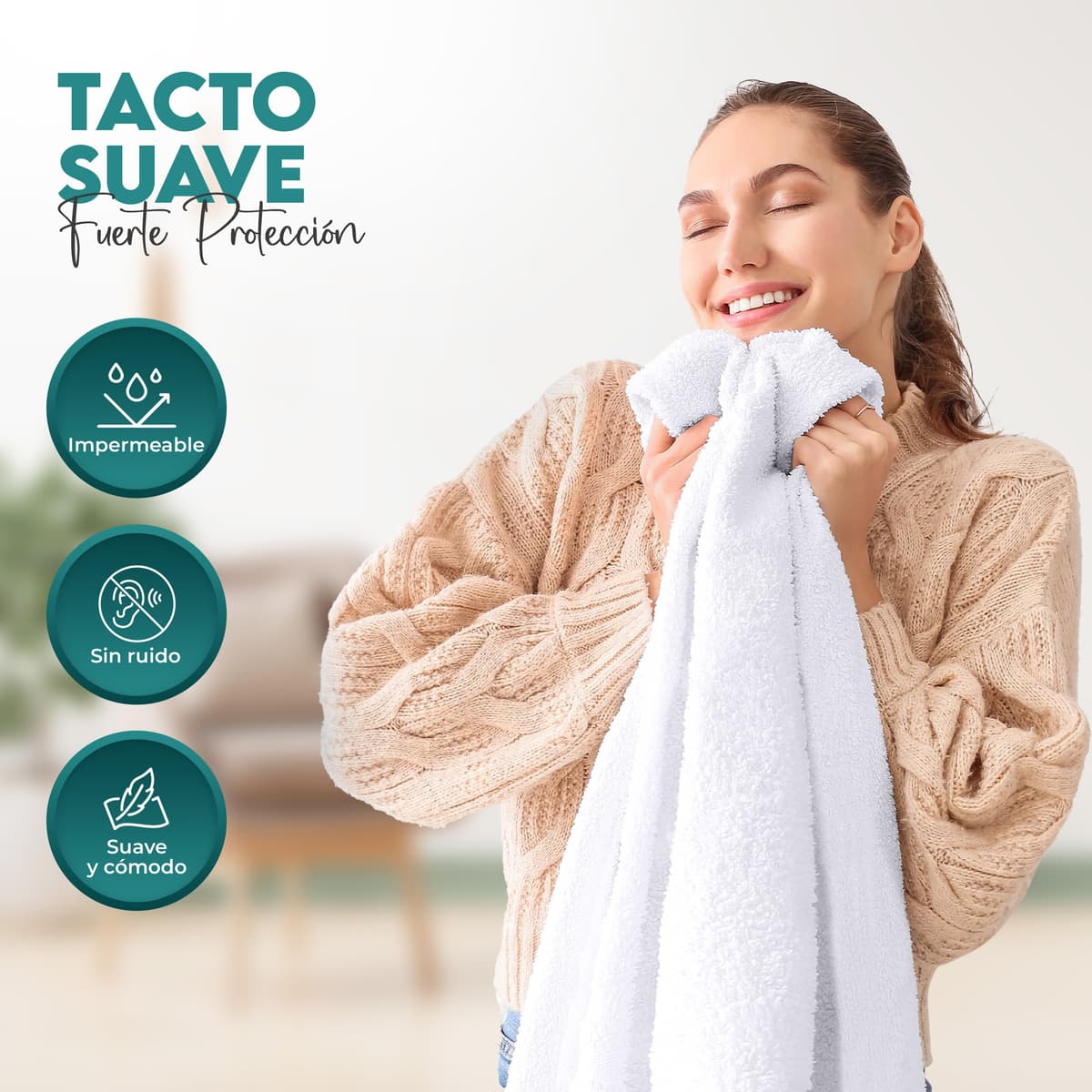 Utopia Bedding Protector Colchón 150 x 200 x 30 cm Impermeable, Certificación Oeko-Tex Funda Colchón, Cubre Colchón Transpirable, Elástico En Todo El Contorno — view 5