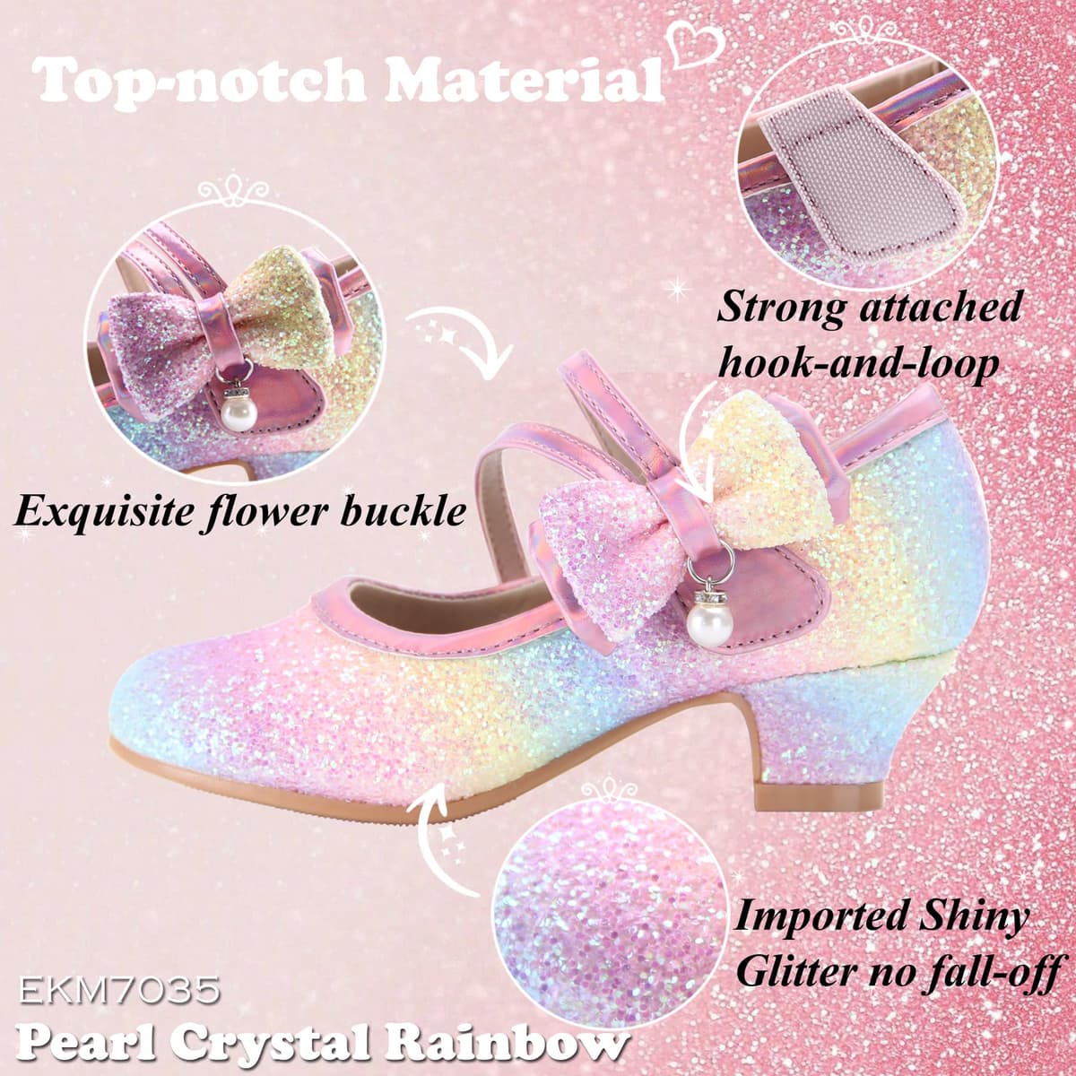Princess Mary Jane Dress Up Shoes - Girls' Party Pumps for Flower Girl Wedding With Sparkly Design — view 5