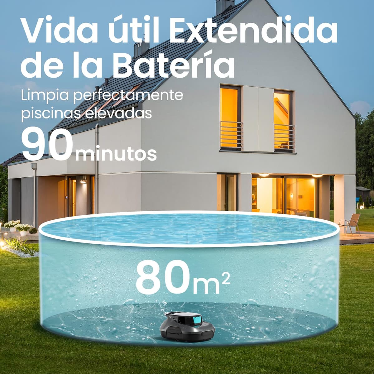 AIPER Scuba SE Limpiafondos Piscina, Robot de Piscina Sin Cable, 90 Minutos de Limpieza, Potente Aspiración, Autoaparcable, para Piscinas Elevadas de hasta 80㎡ — view 3