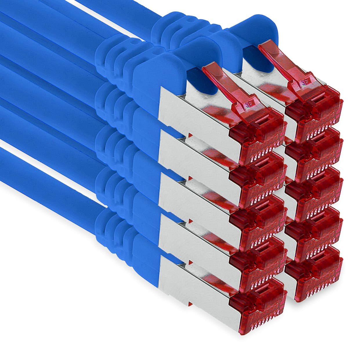 1aTTack.de - 1x 10m CAT6 patch cable S/FTP PIMF shielding CAT.6 RJ45 network cable Ethernet cable DSL LAN router switch modem patch panel - blue - 1 piece — view 29