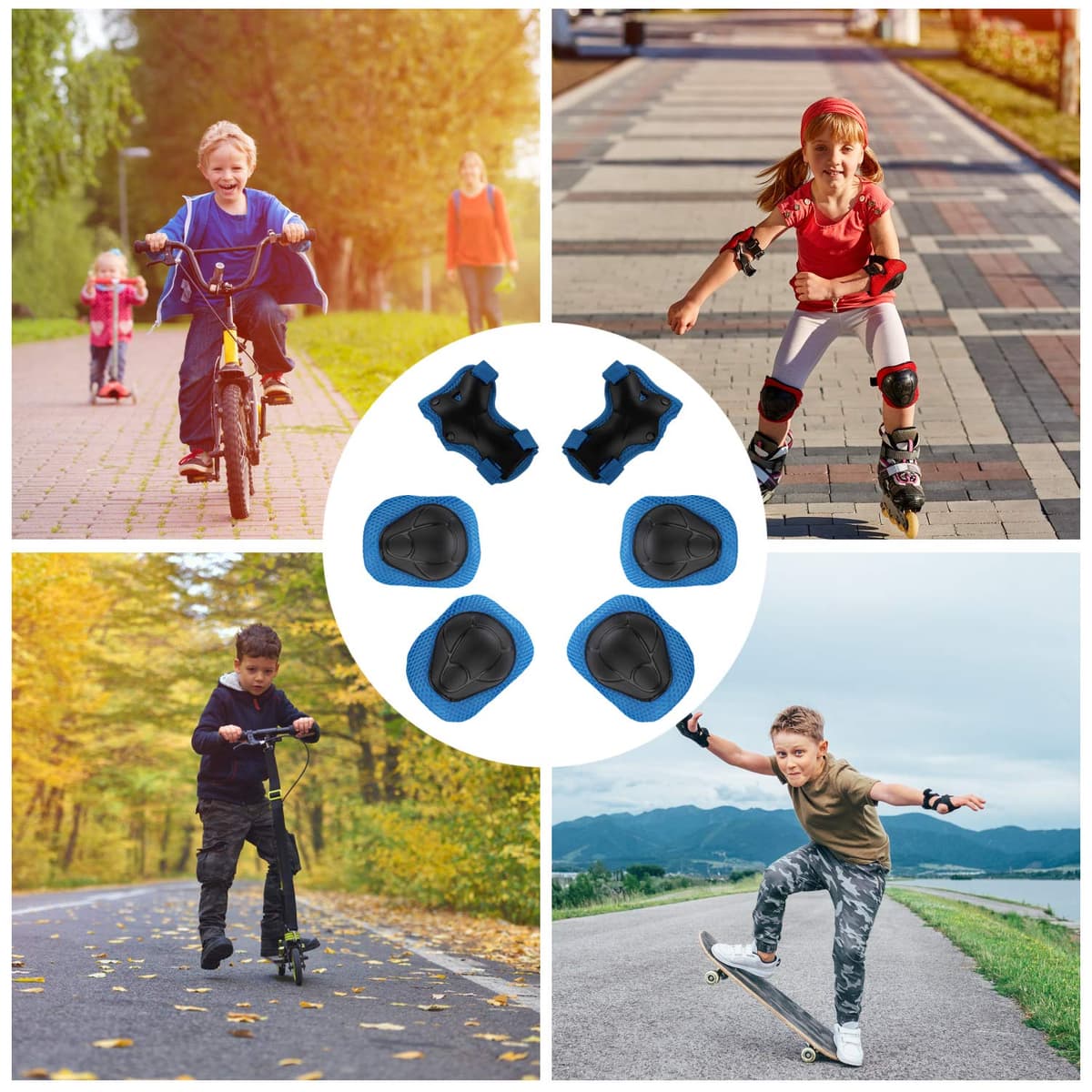 JIM'S STORE Protecciones Patinaje Infantil Consta de Rodilleras Coderas Muñequeras,es Adecuado para Bicicleta Patinaje Ciclismo Monopatín y Deportes Extremos — view 7