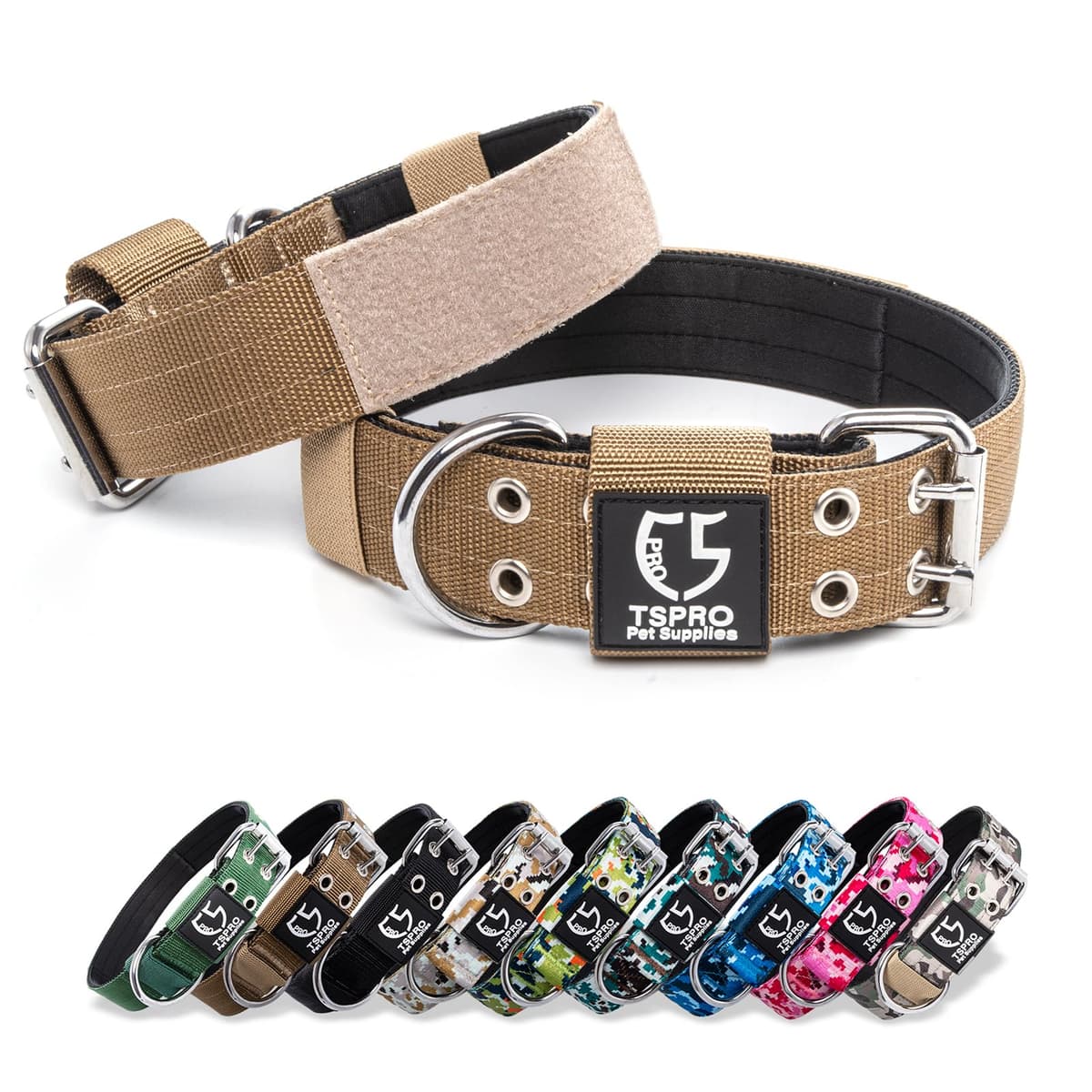 TSPRO Collar Táctico para Perros Ajustable, Collares con Broche de Metal Robusto, de 3,8 cm de Ancho, Duradero y Cómodo para Perros Medianos y Grandes (Negro M) — view 48