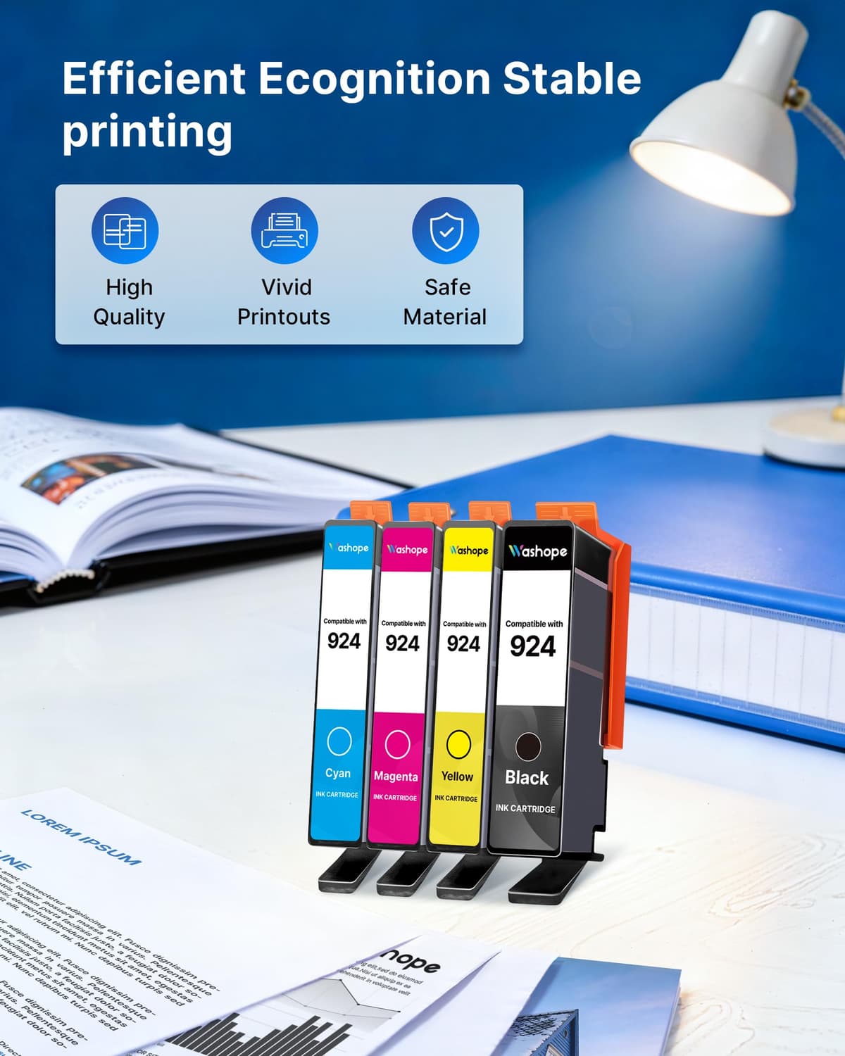 924 Ink Cartridges Replacement for HP 924 for HP OfficeJet Pro 8120e OfficeJet Pro 8122e 8124e 8125e 8132e 8134e 8135e 8130e 8138e 8139e Inkjet Photo Printer | Print, Copy & Scan (Without Chip,4 Pack) — view 4
