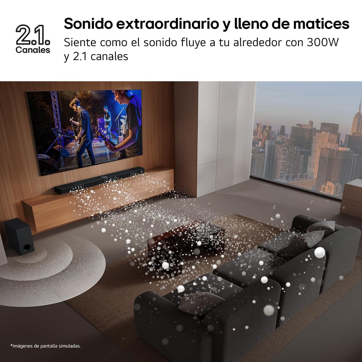 LG S40T - Barra de Sonido Inteligente, 300W, 2.1 Canales, Sonido Envolvente Dolby Digital y DTS, Amplia Conectividad, HDMI, Bluetooth, USB, Entrada Óptica, Negro — view 4