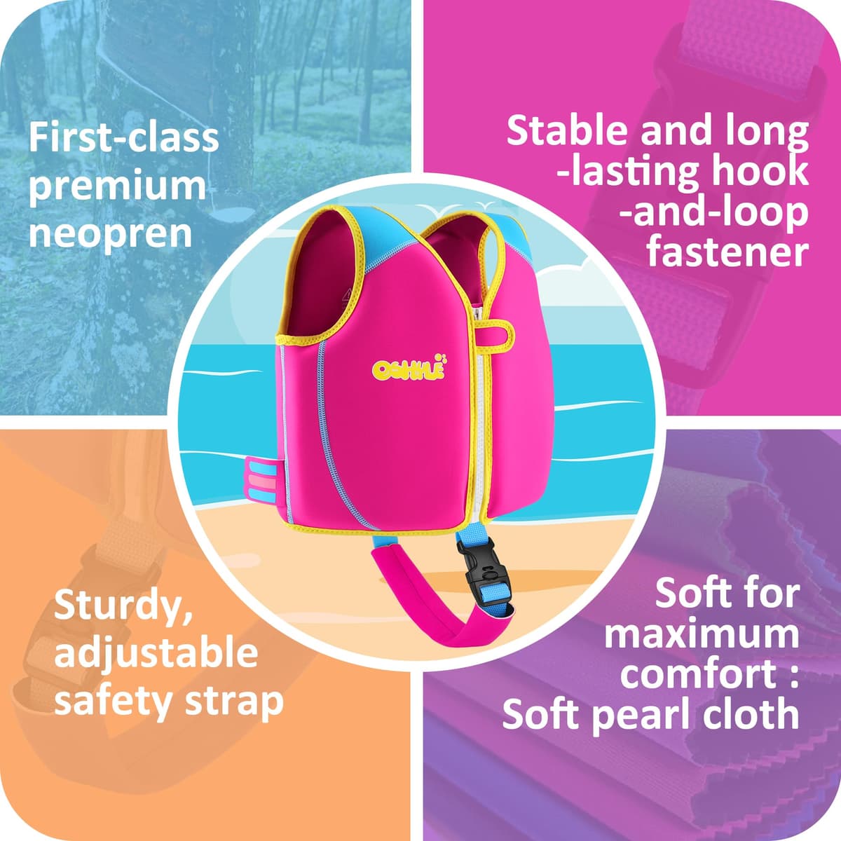 OSHYLE Chaleco de Natación de Neopreno de la Marca Premium para Niños - Flotador para el Aprendizaje de la Natación Ideal para Niños — view 6