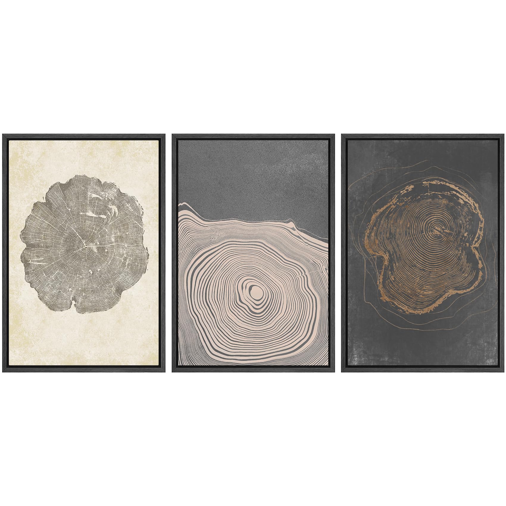 SIGNWIN Framed Canvas Print Wall Art Set Blue White Grunge Geometric Pattern Abstract Shapes Cozy Neutral Decorative Contemporary Minimal for Living Room, Bedroom, Office - 24"x36"x3 Natural — view 115
