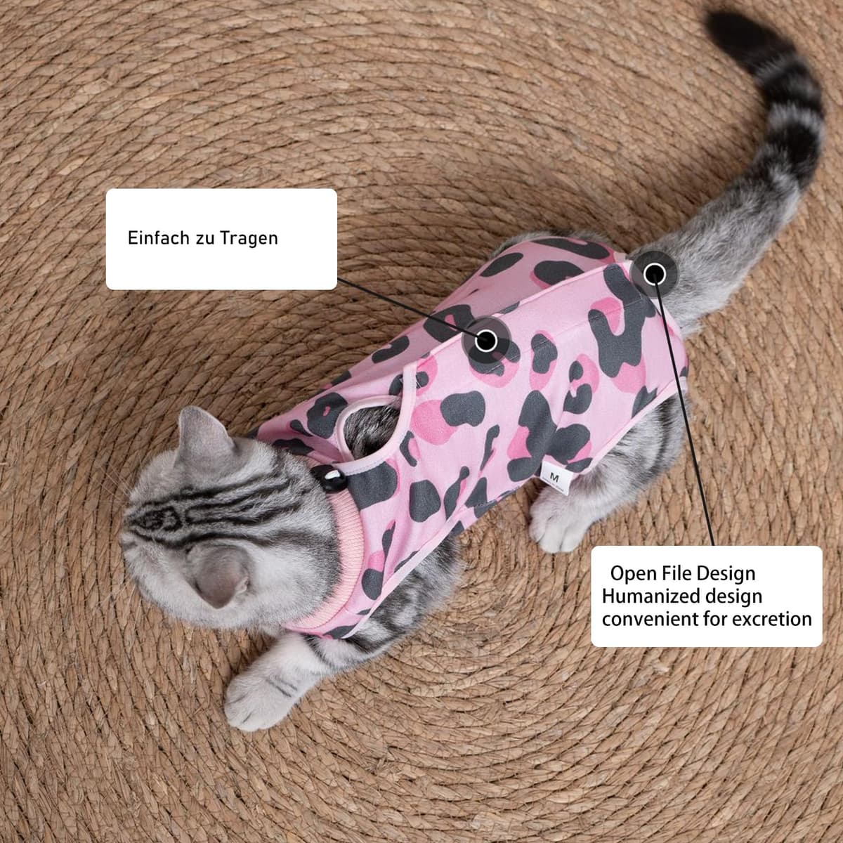 Cat Professional Recovery Suit，Body Suits for Abdominal Wounds or Skin Diseases，E-Collar Alternative for Cats, Onesie Cat Clothes After Surgery Collar & Cone Alternative — view 3