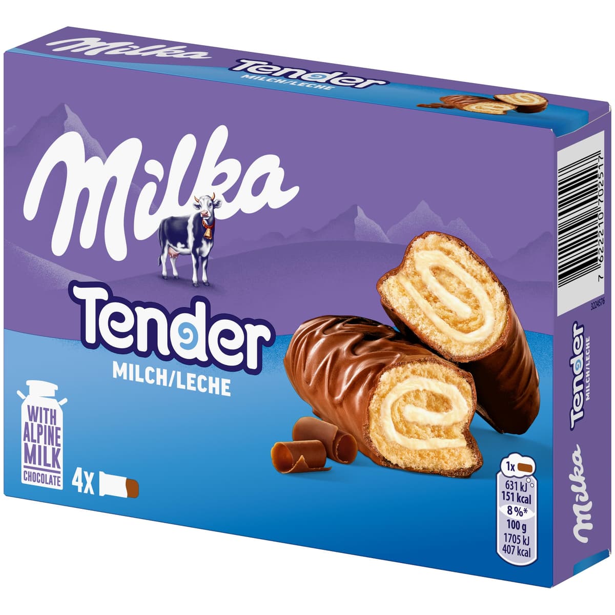 Milka Tender Barritas de Bizcocho con Relleno de Leche y Cubierto de Chocolate con Leche de los Alpes 148G — view 3