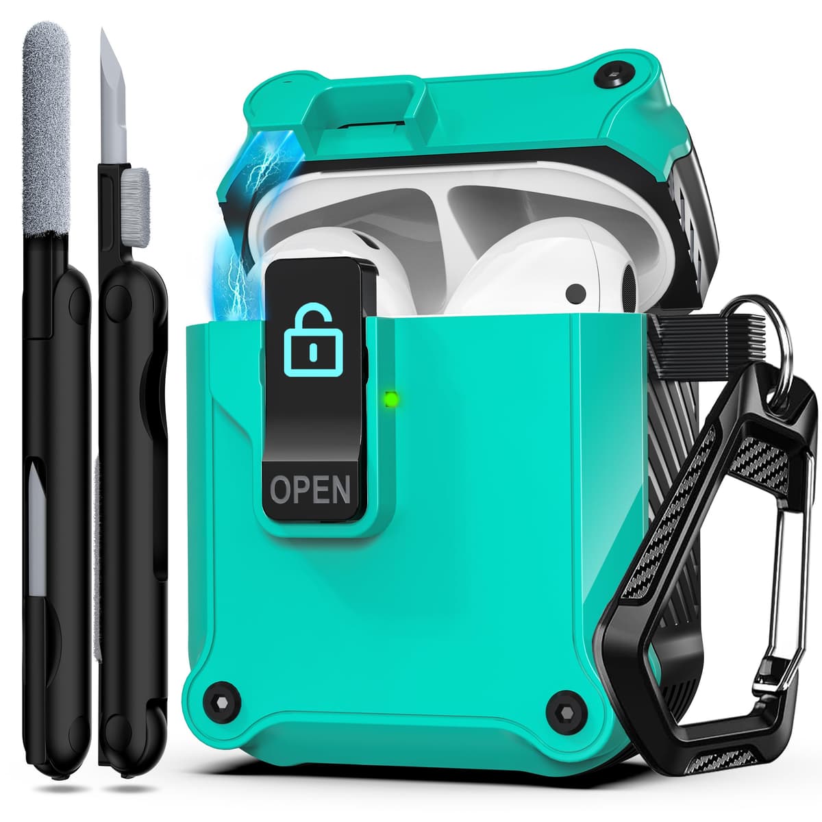 RFUNGUANGO Compatible con Airpods 4 Estuche (2024) con Kit de Limpieza, Clip de Bloqueo Seguro y Estuche de Protección a Prueba de Golpes para Airpods 4ta Generación Lanzamiento 2024,Cielo Estrellado — view 60