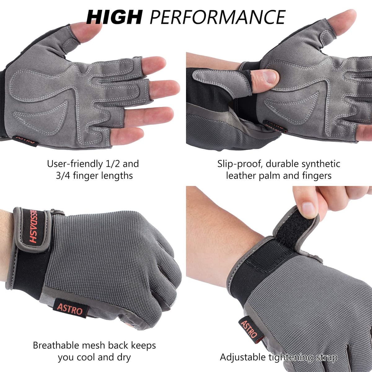 Bassdash Astro Heavy-Duty Sure Grip Guanti da Pesca Uomo Donna Guanti Senza Dita per Pesca Sportiva Kayak Paddling Vela MTB — view 3