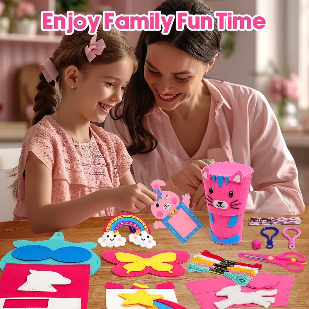 Sunrad Sewing Kit for Kids Toys for Ages 6-12 Girls, 9 Easy DIY Projects of Animal Felt Craft with Unicorn,Owl,Arts & Crafts for Beginner Gift for Girls Aged 6+ Suitable for Learning Sewing — view 3