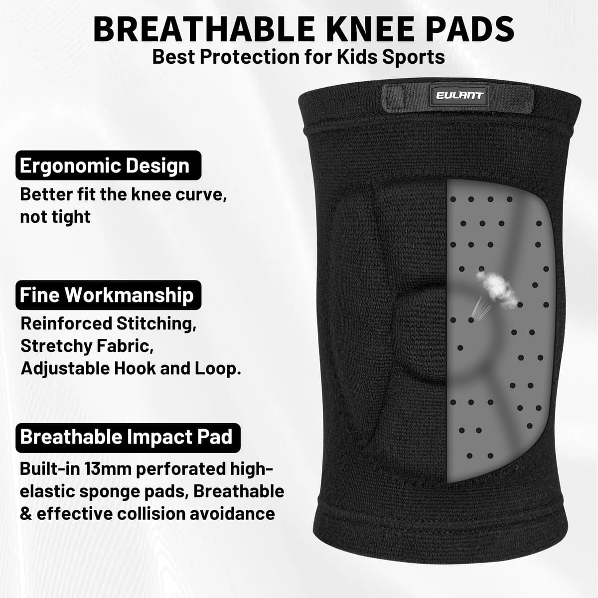 EULANT Rodilleras Voleibol para Jóvenes y Adultos,Anticolisión Rodillera Suaves,Elástica Protector Rodilla para Balonmano Futbol Baloncesto Moto Patinaje Artístico Baile Entrenamiento Pilato — view 3