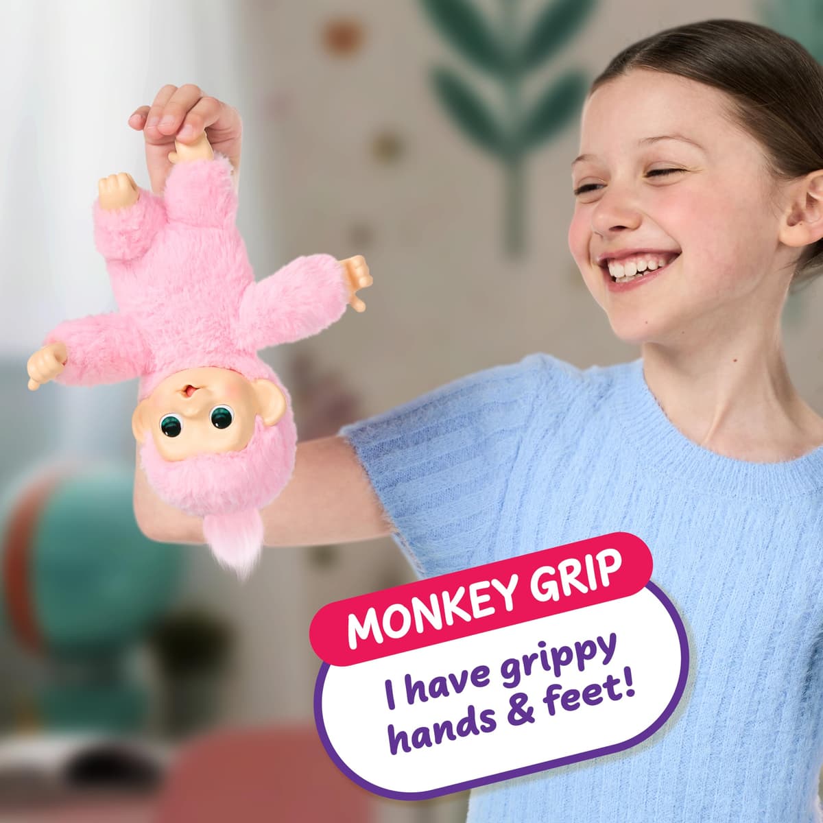 Little Live Pets Baby Monkey Minis – Luna Lemon. Interactive Pet Toy. 20+ Sounds & Reactions. Soft Pink Fur. 7.4" Tall. Feed, Nurture. React. Grippy Hands & Feet. Collect All 3 — view 3