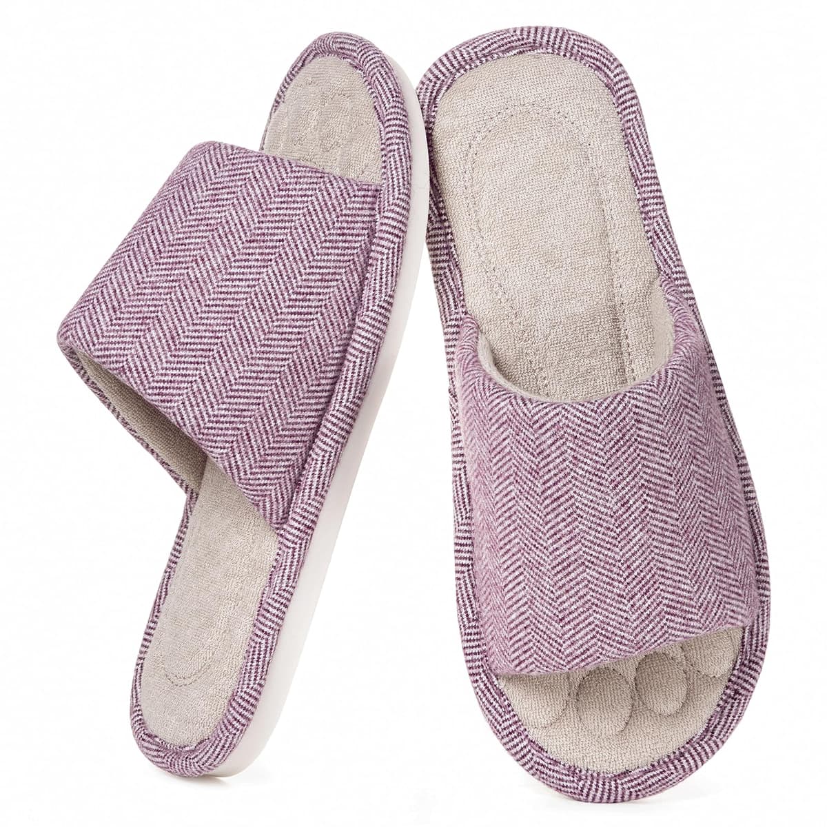 Zapatillas Casa Mujer Hombre Cómoda Espuma de Memoria Transpirable Algodón Pantuflas Punta Abierta Antideslizante Slippers Verano — view 11