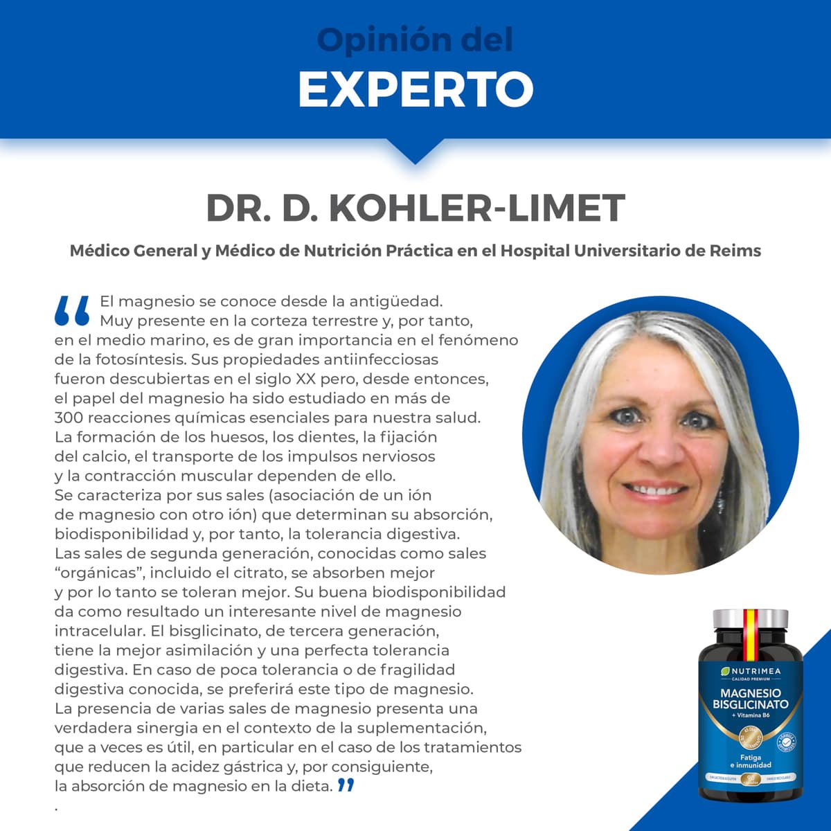 Magnesio Bisglicinato + Vitamina B6 Activa - Máxima Absorción y Tolerancia - Estrés, Fatiga y Calambres - Apoyo Muscular y Nervioso - Vegano, Sin Gluten ni Lactosa - 90 Cápsulas - Nutrimea — view 5