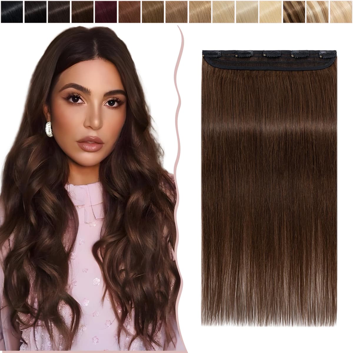 10"(25cm) SEGO Extensiones de Clip de Pelo Natural Humano [#4 Marrón Medio] Cabello 100% Remy [Una Pieza 5 Clips] 3/4 Cabeza Completa Postizos Pelucas Cortas (40g)