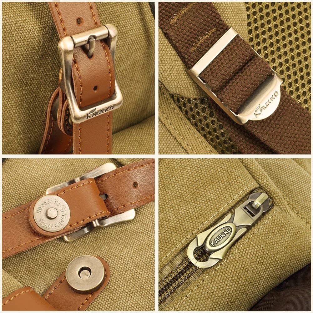 KAUKKO Mochila unisex para estudiantes de 17 pulgadas para portátil de 15 pulgadas, mochila informal, mochila para senderismo, 47 cm, 22,4 L, (caqui) (Naranja) - EP5AApricot — view 4
