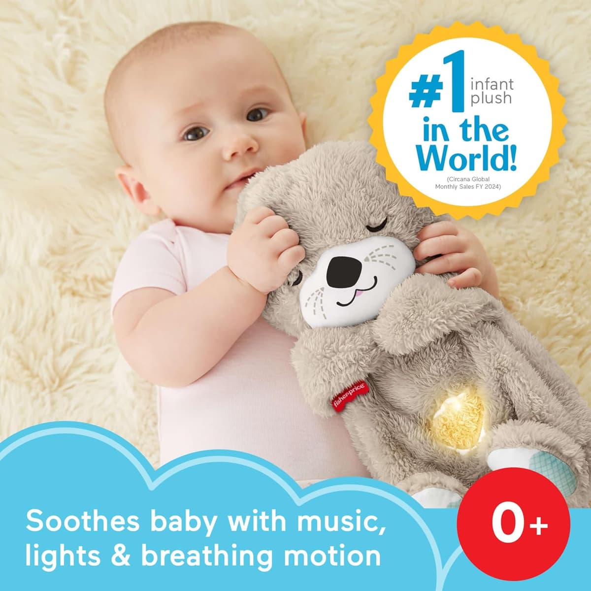 Fisher-Price Soothe 'N Snuggle Otter | Newborn Baby Toys & New Baby Gifts | Plush Soft Toys for Babies with Light and Sound Machine | Baby Girl and Baby Boy Gifts | Newborn Essentials, FXC66