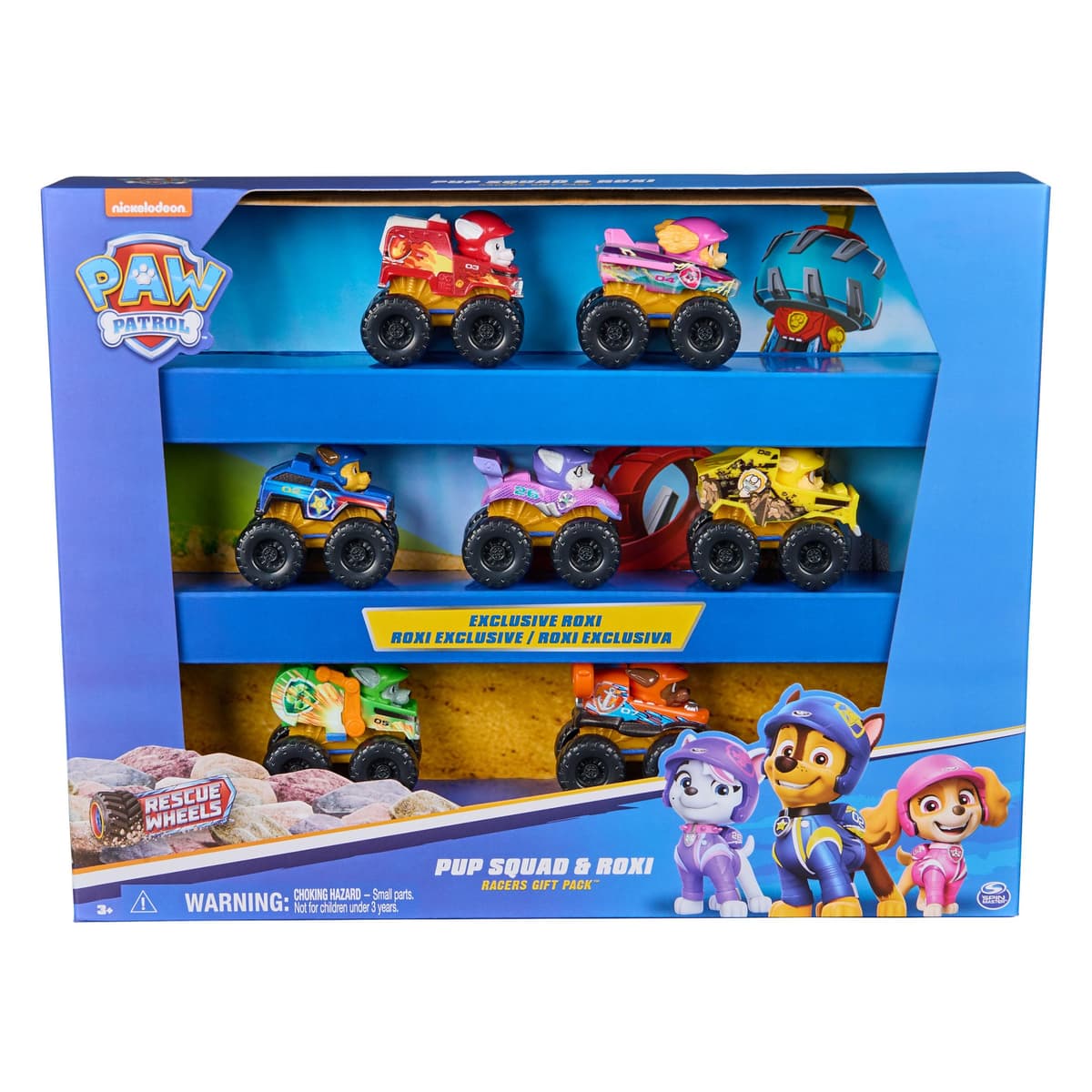 Paw Patrol Patrulla Canina - Pack 7 Coches Pup Squad Racers: Chase, Marshall, Skye, Rubble, Rocky, Zuma y Roxi - Patrulla Canina Juguetes - Regalo Niño 3 años + - Juguetes Niños 3 años