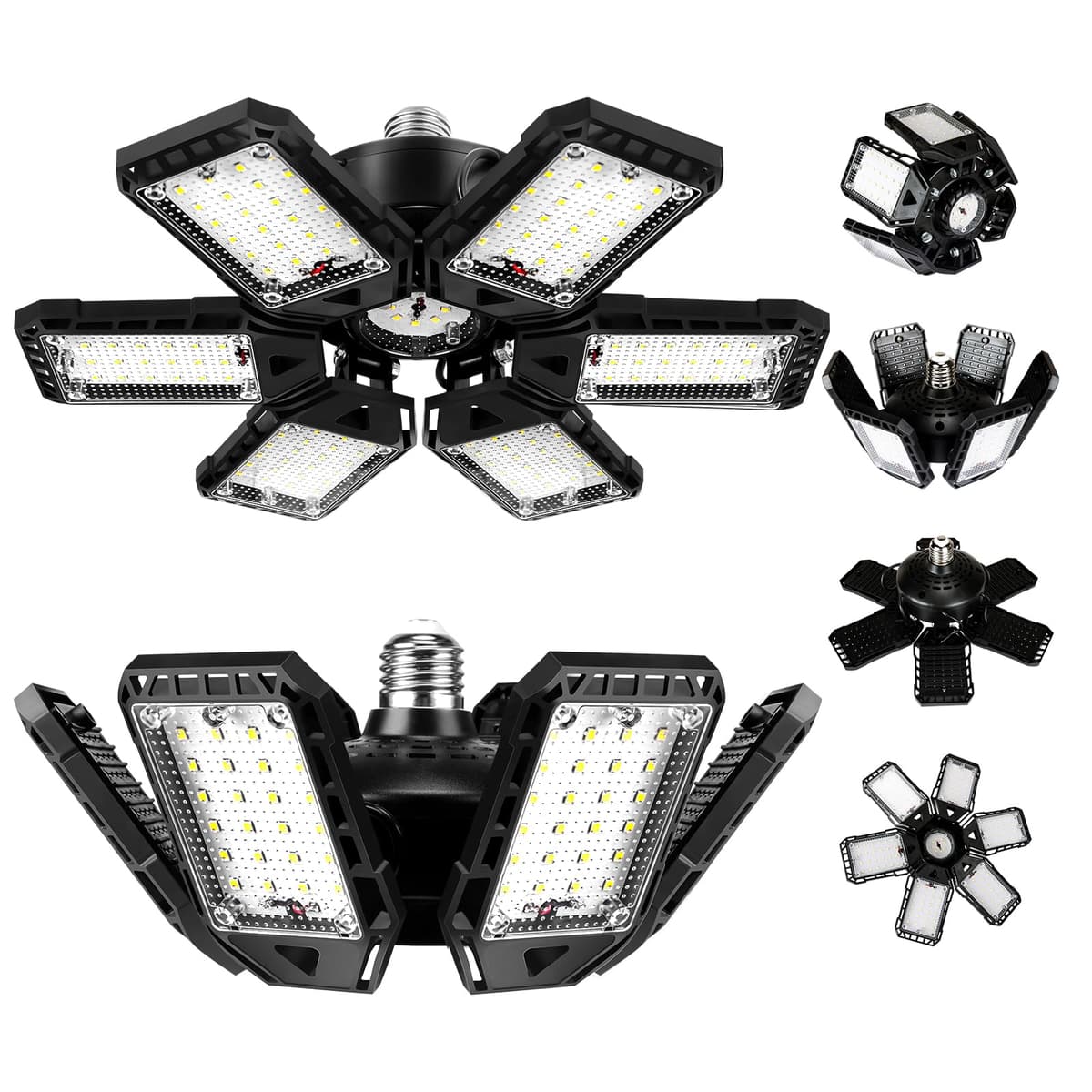 LED Garage Lights Bulb 2 Pack 180W 18000LM 6500K Led Shop Light with 6 Plus 1 Deformable Panels Basement Barn Ceiling Lights for E26/E27