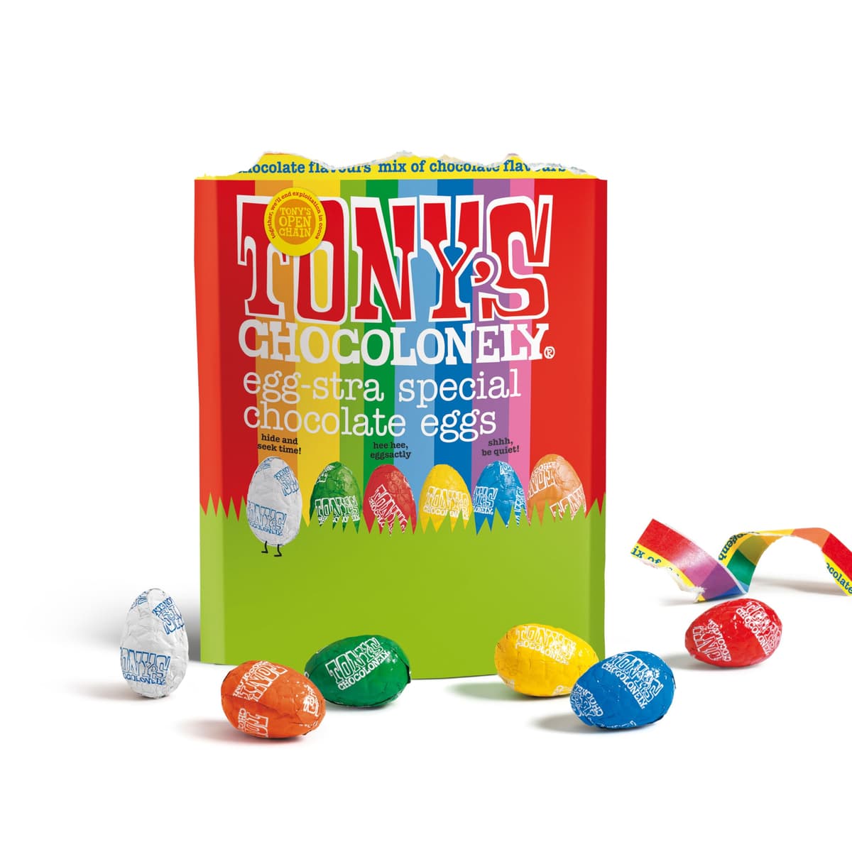 Tony's Chocolonely Easter Eggs Pouch - Mixed Chocolate Pouch - 8 Flavours - 1 x 230 Gram - Easter Gift - Fairtrade Chocolate - Mini Eggs - Family Chocolates — view 3