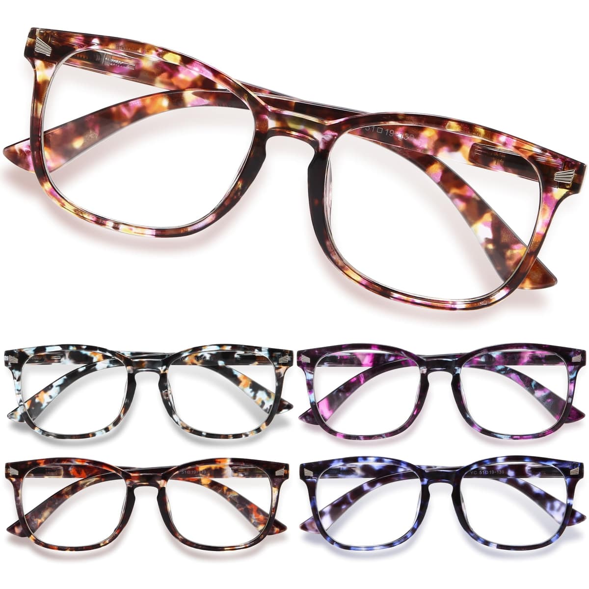 CCVOO Reading Glasses with Blue Light Filtering for Woman and Men, Computer Readers Fashion Eyeglasses (Flowers, 3) — view 5