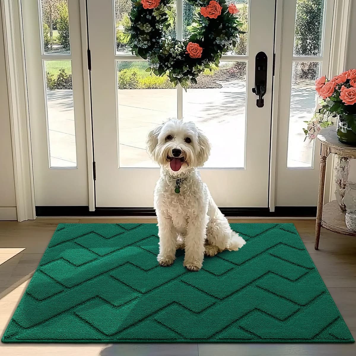 Biscpro Door Mats Indoor,Dirt Trapper Mat Absorbent Non-Slip Low Profile Doormat for Entrance,Inside, Kitchen,Front Door Mat Washable for Pets and Dogs— 50x80cm,Grey — view 16