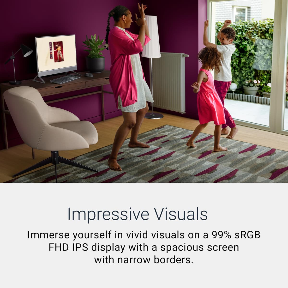 Dell 24 All-in-One Desktop ec24250-23.8-inch FHD Display, Intel Core 3 Processor 100U, Intel Graphics, 8GB DDR5 RAM, 512GB SSD, Windows 11 Home, Onsite Service+6 Months Retail Migrate - White — view 2