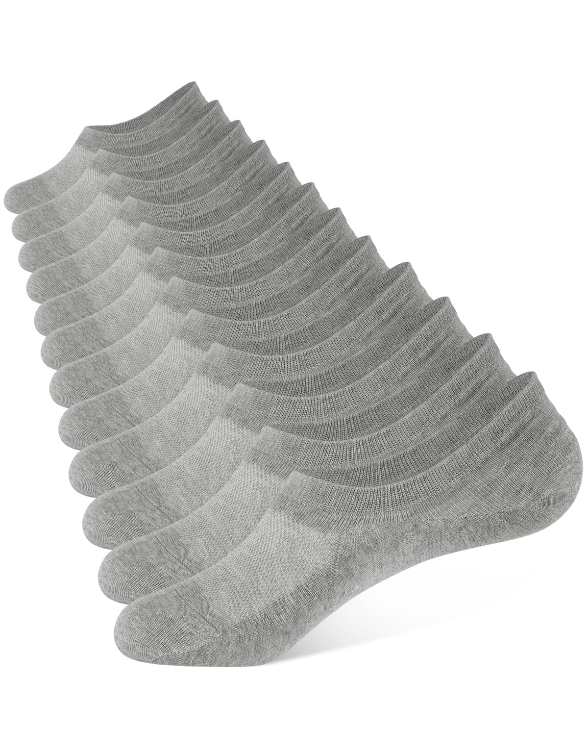 CLOSEMATE 6 Pares Calcetines Invisibles Pinkies Hombre Mujer Verano Tobilleros de Algodón Transpirables Cortos Antideslizantes Silicona Bajos Blancos Negros Gris — view 9