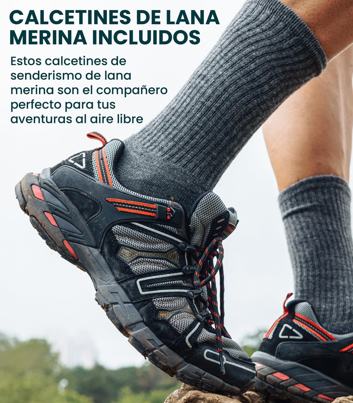 Merino.tech Camiseta Lana Merino Hombre - Deportiva Ropa Térmica 100% Lana Merino Ligero, Medio, Pesado con Calcetines — view 6