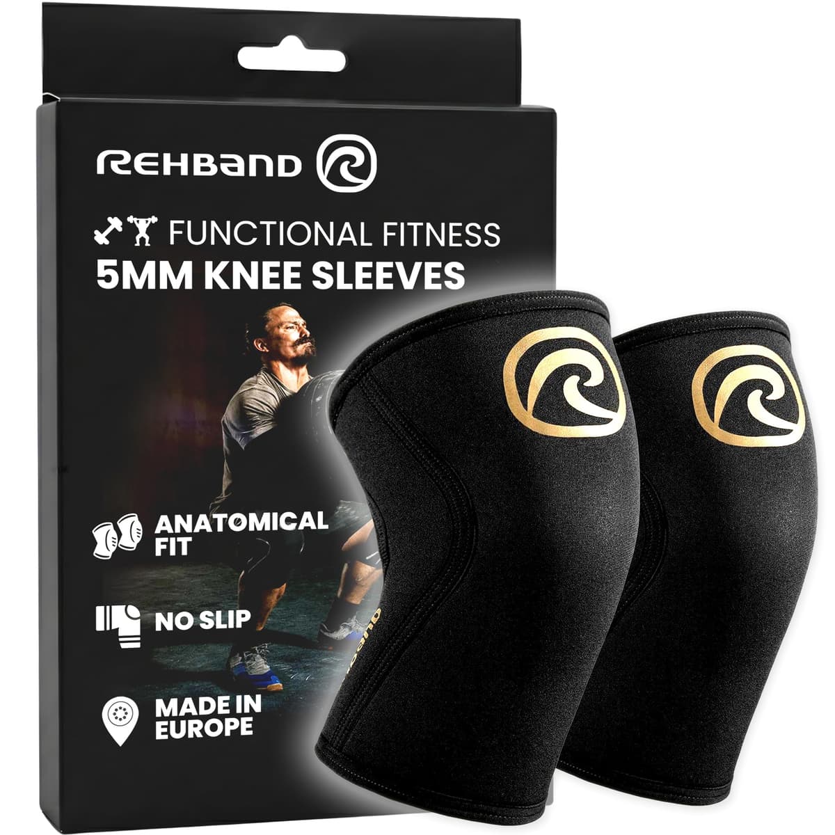 Rehband Rodillera Vendaje Fuerza Sport, Rodillera para Cross Fit & Entrenamiento Pesado Fabricada en Neopreno de 5 mm, Unisex — view 9